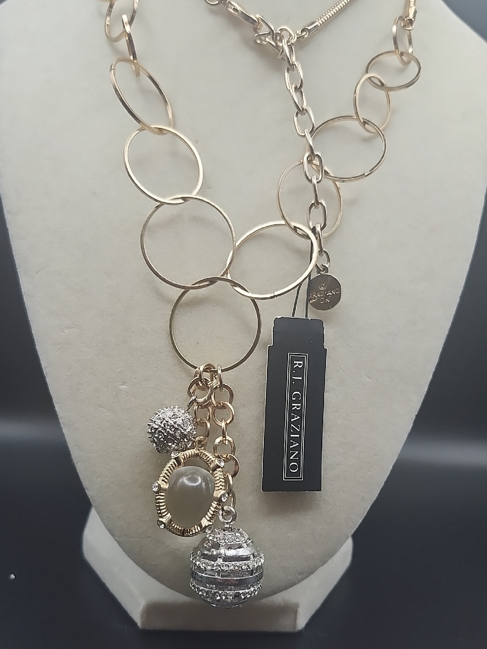 R.J. Graziano Gold-Tone Multi Charm Statement Necklace